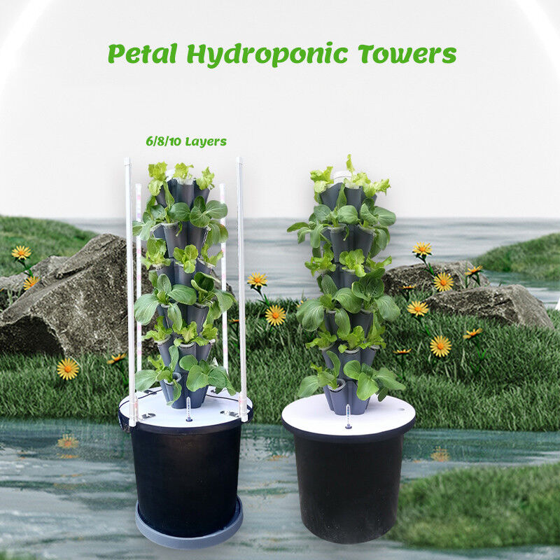 Huisgebruik Tuinblaadje Hydroponisch torengroei systeem 6/8/10 lagen Optioneel LED-licht